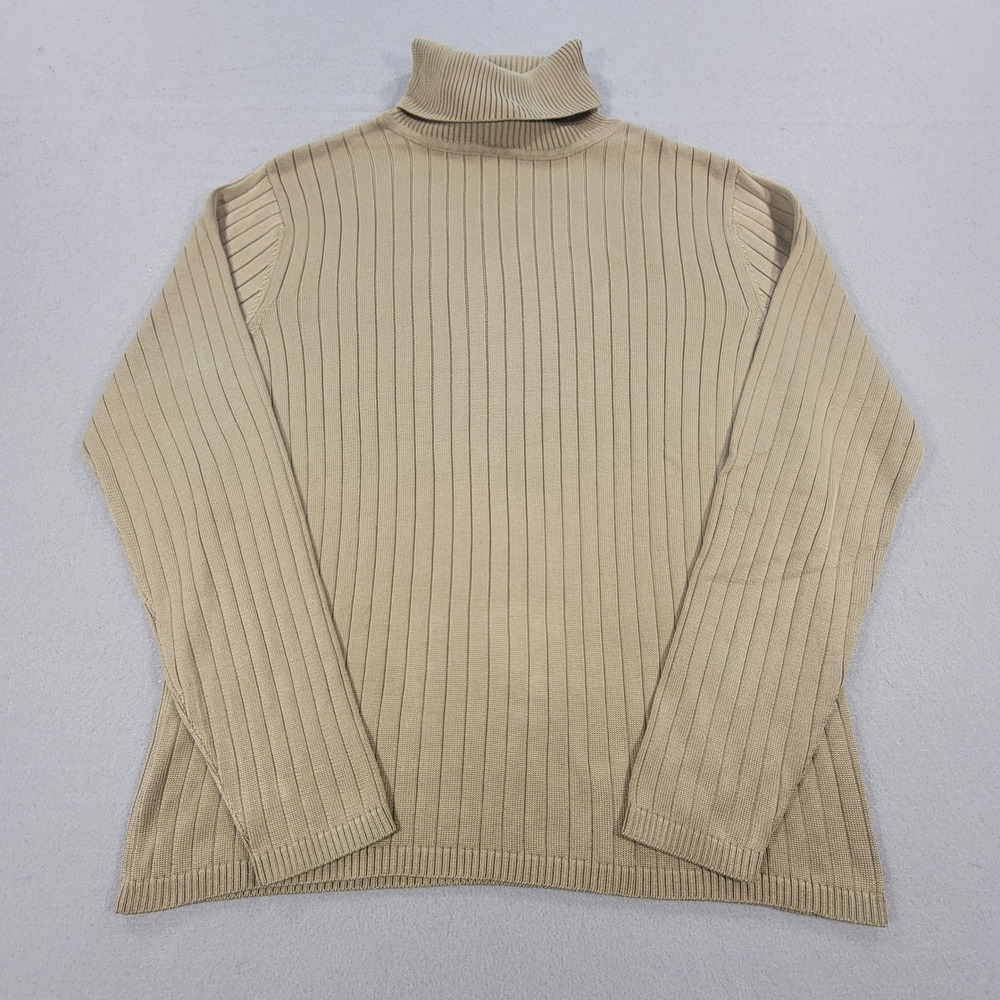 Talbots 100% Silk Ribbed Turtleneck Sweater Beige Long Sleeve Women's L Classic - Picture 4 of 10